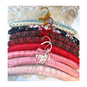 Vintage Fabric Padded Lingerie/Clothing Hangers 1970s/80s Set of 8 Assorted